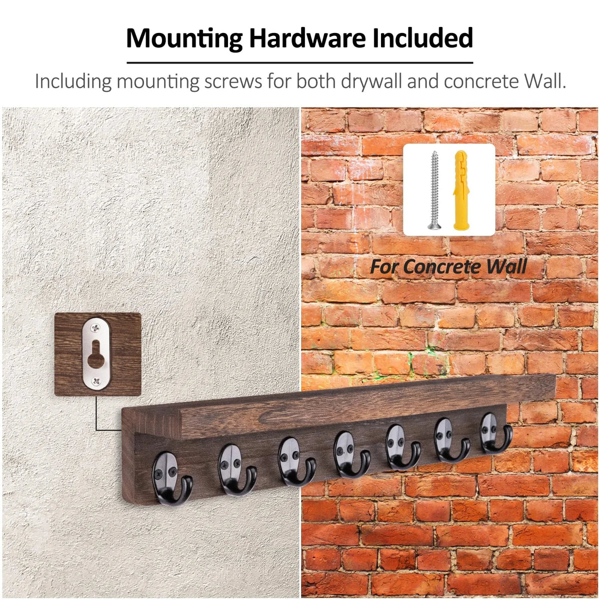 Brambleo Wall-Mounted Wood Mail and Key Shelf