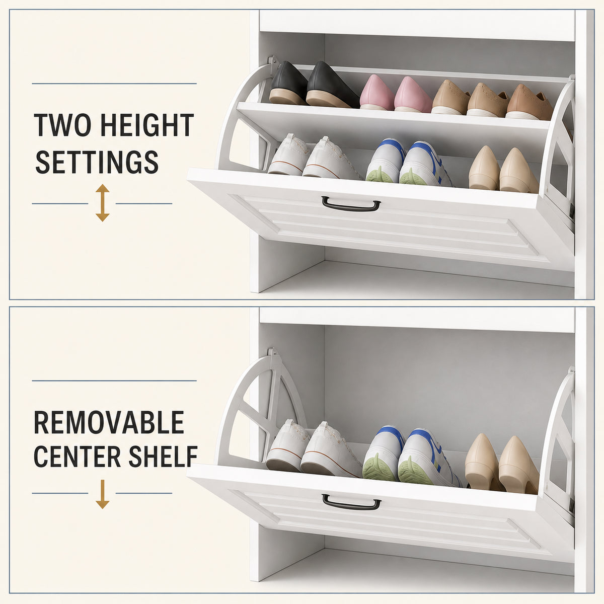 Brambleo ClearEntry Shoe Cabinet — adjustable removable internal dividers
