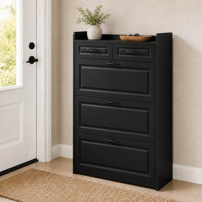 Brambleo ClearEntry Shoe Cabinet — Black