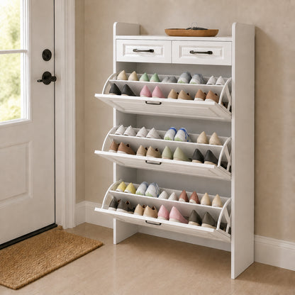 Brambleo ClearEntry Shoe Cabinet — White