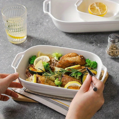 Brambleo Rectangular Ceramic Dish with Dual Handles