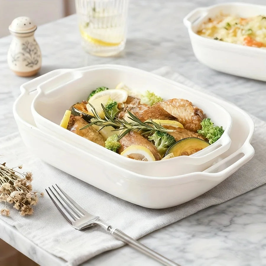 Brambleo Rectangular Ceramic Dish with Dual Handles