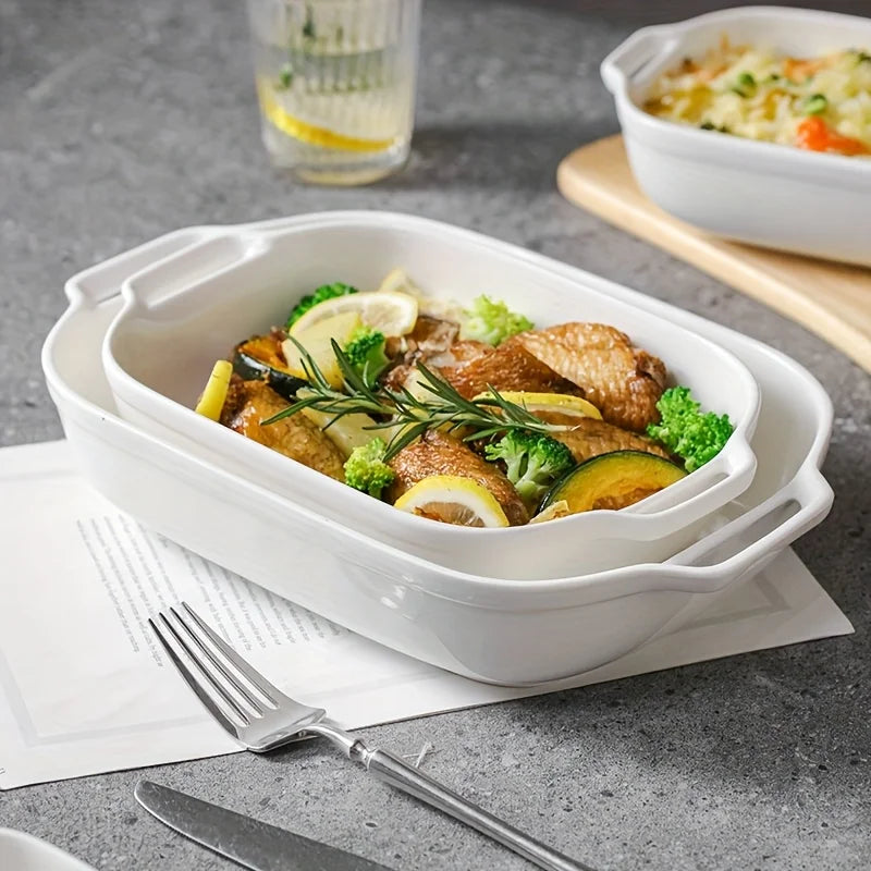 Brambleo Rectangular Ceramic Dish with Dual Handles