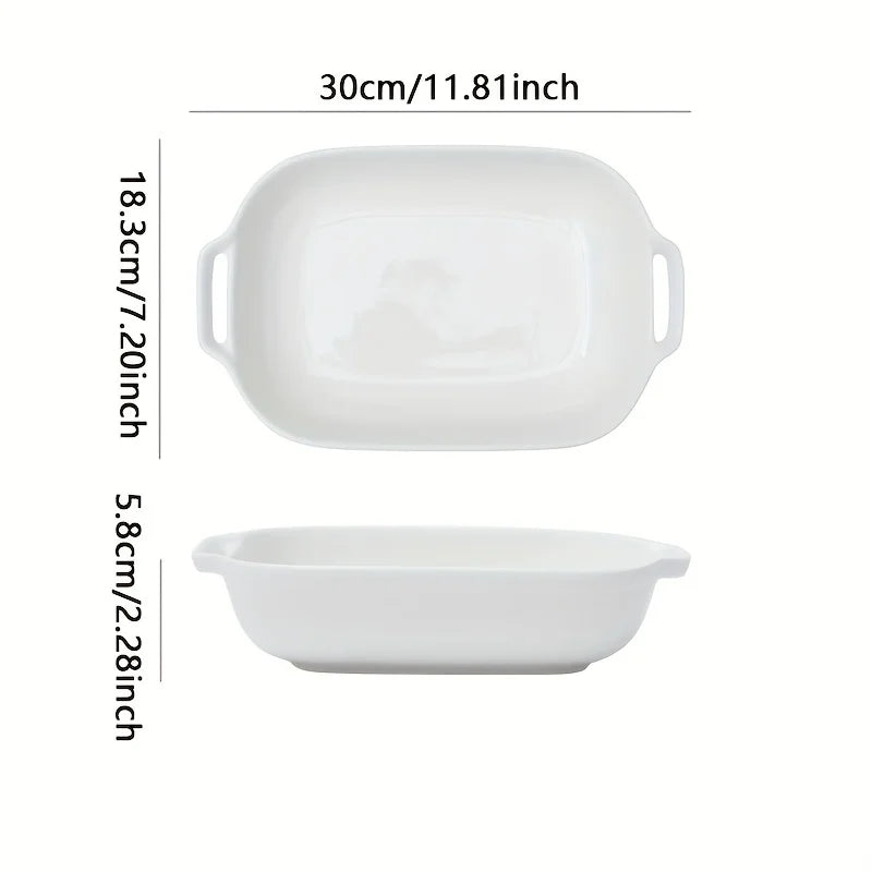 Brambleo Rectangular Ceramic Dish with Dual Handles