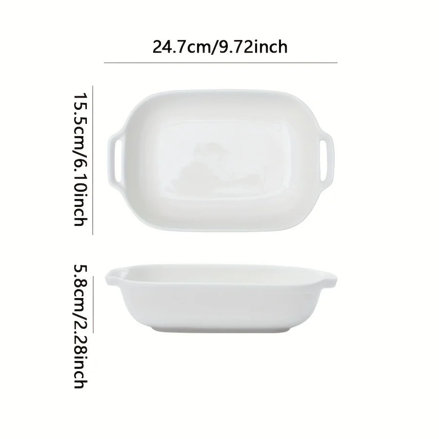 Brambleo Rectangular Ceramic Dish with Dual Handles