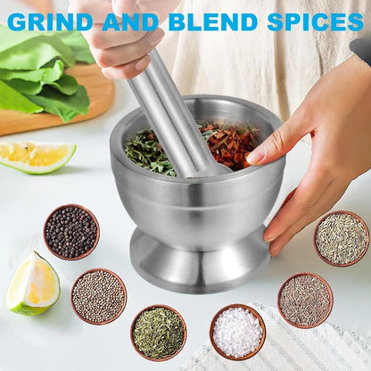 Brambleo Stainless Steel Mortar and Pestle Set
