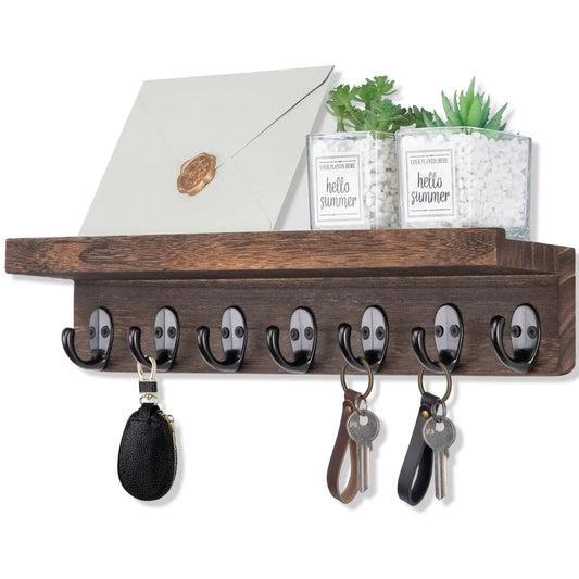 Brambleo Wall-Mounted Wood Mail and Key Shelf