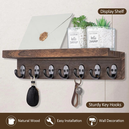 Brambleo Wall-Mounted Wood Mail and Key Shelf