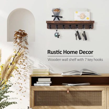 Brambleo Wall-Mounted Wood Mail and Key Shelf