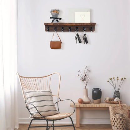 Brambleo Wall-Mounted Wood Mail and Key Shelf