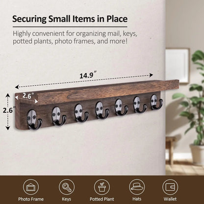 Brambleo Wall-Mounted Wood Mail and Key Shelf