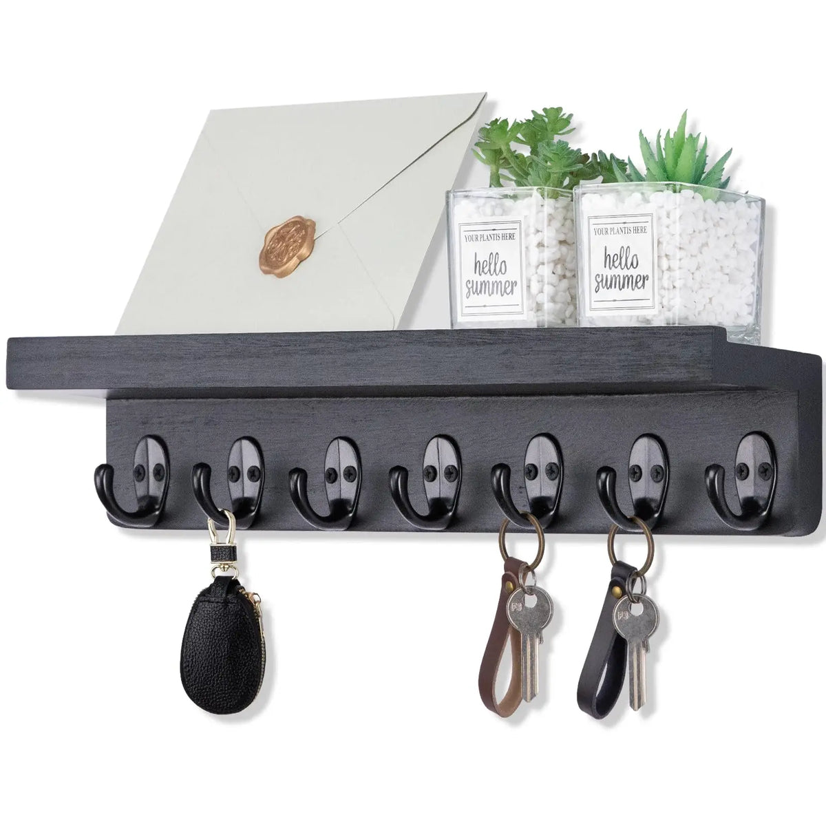 Brambleo Wall-Mounted Wood Mail and Key Shelf